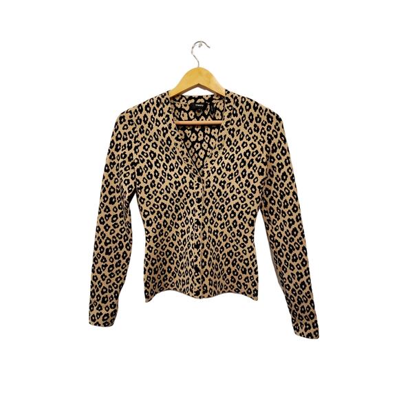 Theory Leopard Print V-Neck Cardigan Size XS - Picture 1 of 5